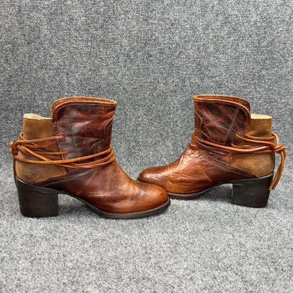 Freebird By Steven Casey‎ Boots Women's Size 9 Brown Leather Lace Ankle Booties